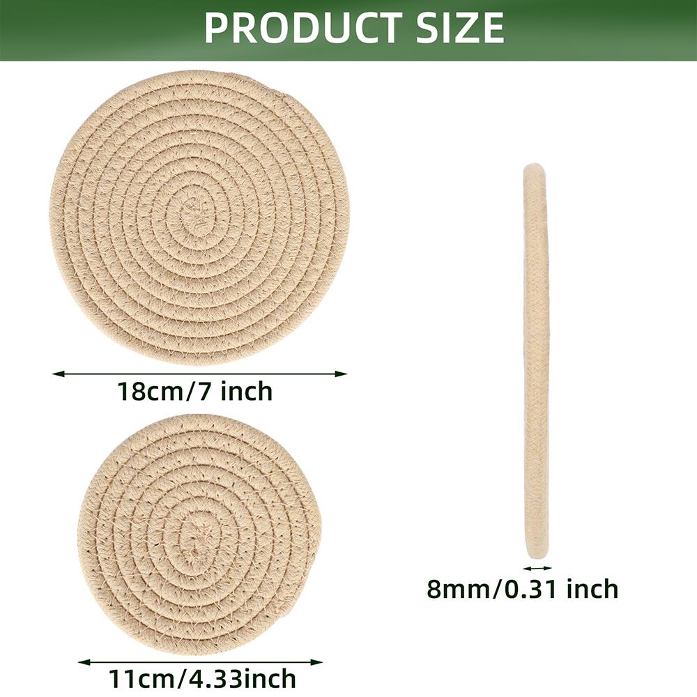 Multi Sized Plant Mat Round Woven Mats Simple Household Thick Heat Insulation Placemats Anti Scald Table With Thick Cushion