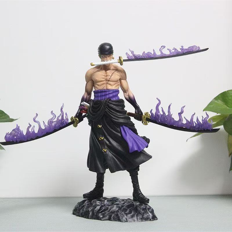 28cm Anime One Piece Figure Three-Knife Flow Battle Roronoa Zoro PVC GK Model Action Figures Desk Ornament Toys Gifts