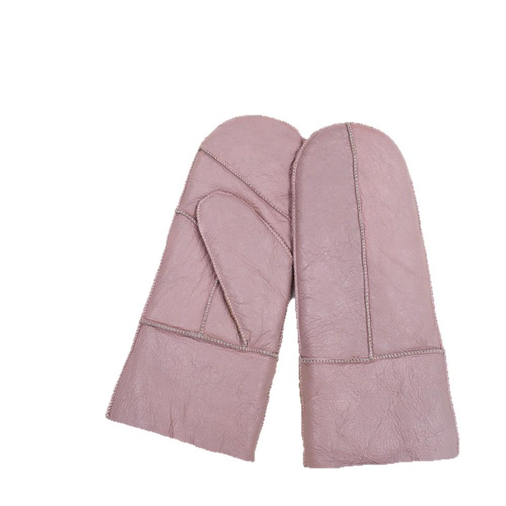 Women's Lambskin Leather Fur Winter Gloves with Hand-Muff - Cold Weather Protection.