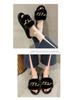 Women's Autumn/Winter Furry Slippers with Metal Chain - Fashionable Warm Flat Fur Slippers