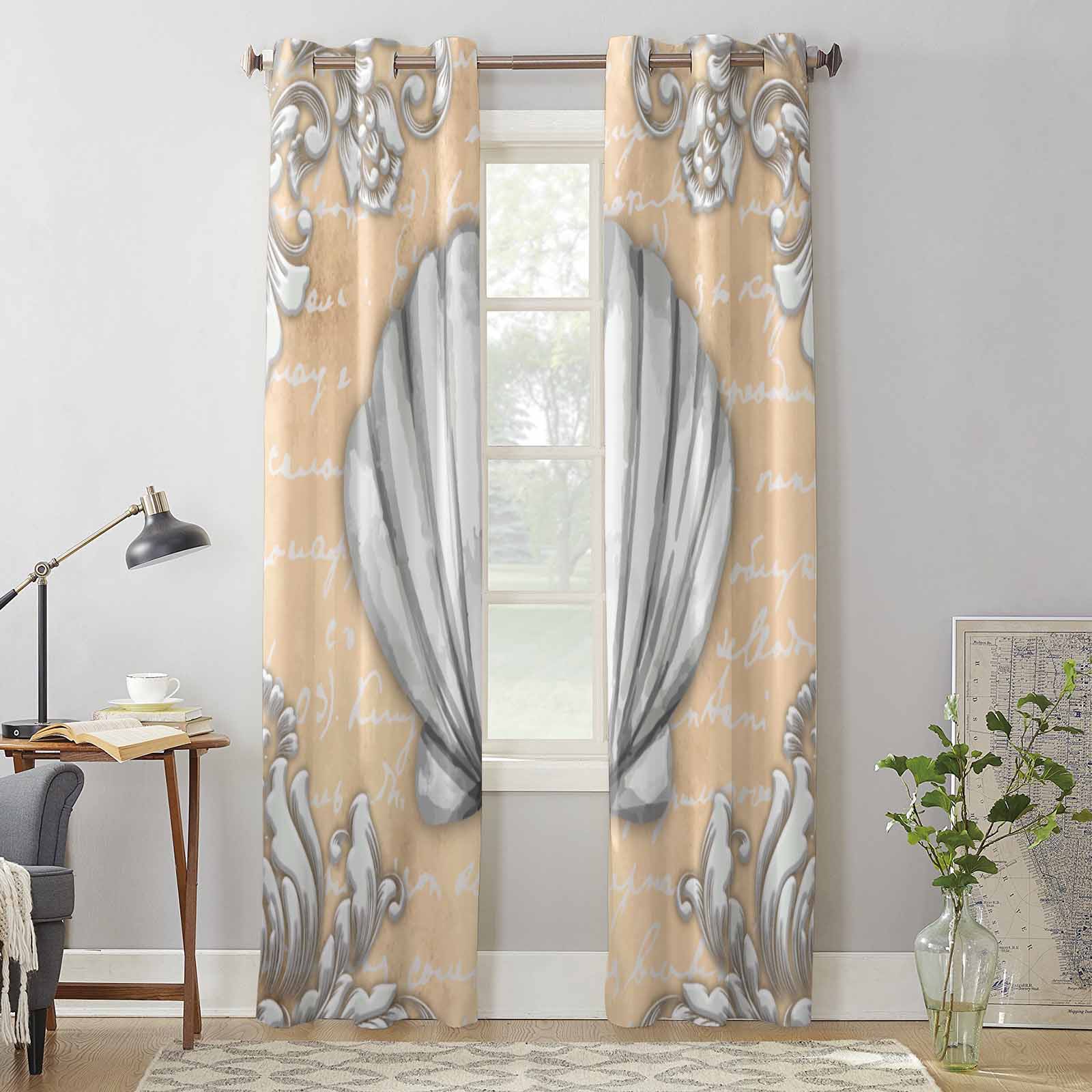 Ракушка Океан Узор Ретро Оконные Шторы для Гостиной Спальни Шторы Современные Кухонные — фото 3