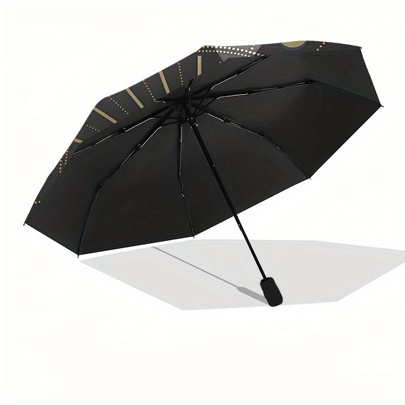 Elegant Gold Evil Eye Umbrella, Portable 3-Fold Umbrella for Men & Women, Valentine's D