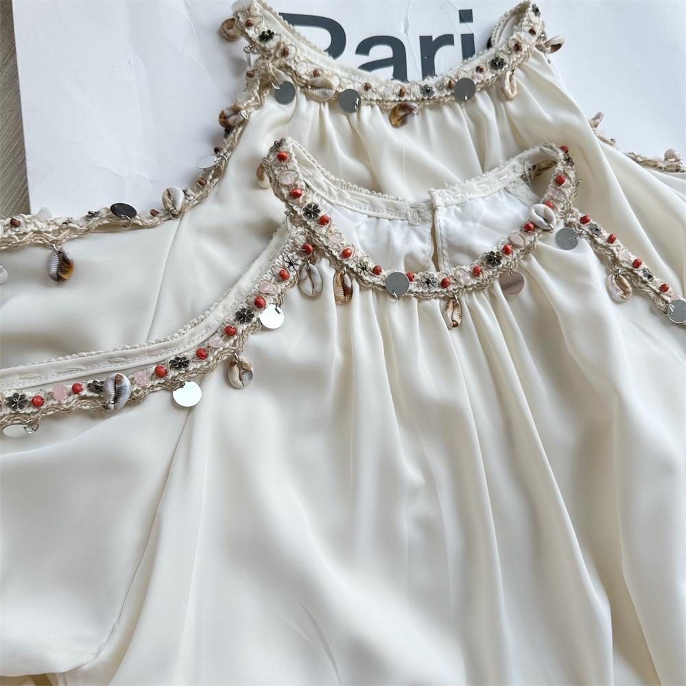 Delighted My Altay Hand-Sewn Light Apricot Bohemian Tea-Length Maxi Dress