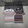 Xiangjia 2026 Spring/Autumn Striped Knit Lapel Top - Age-Reducing Casual Short Sleeve