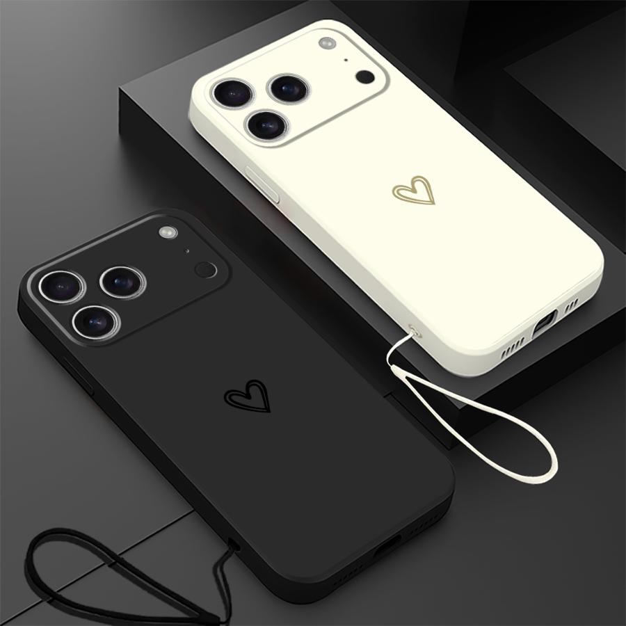 With Lanyard Love Case for Apple iPhone 17 Pro Max XS XR 15 11 13 Mini 7 8 Air 12 Plus 16 Phone Cover
