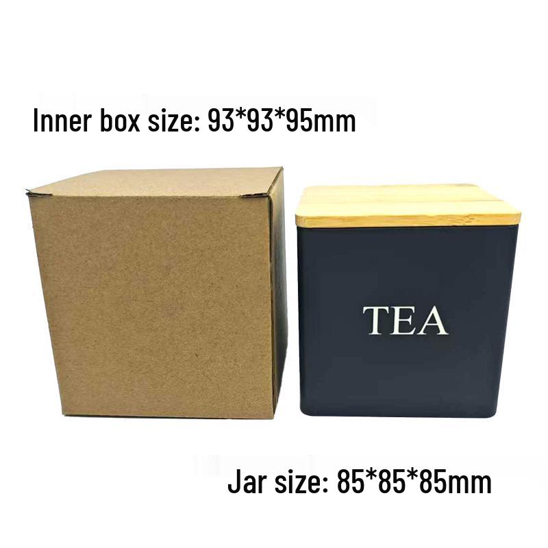 Elegant Bamboo & Wood Lid Tea Caddy, Tinplate Storage Box, Moisture-Proof Sealed Jar for Coffee Beans & Candy.