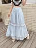 French Lace Patchwork A-line Elastic Waist Skirt