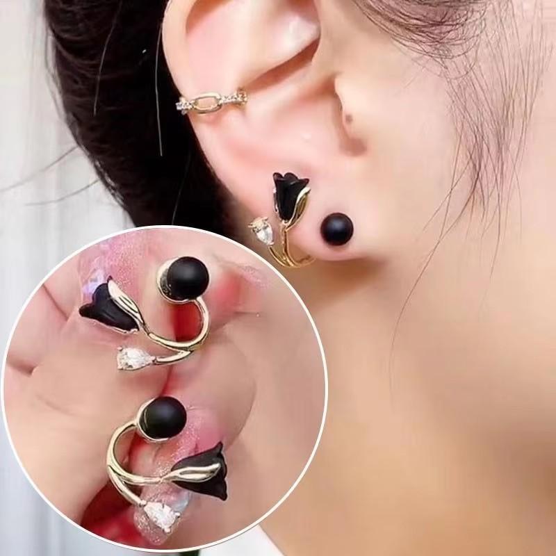 925 Silver Needle Korean Fashion Zircon Geometric Earrings For Women Jewelry Trending Luxury Crystal Cross Stud Earrings