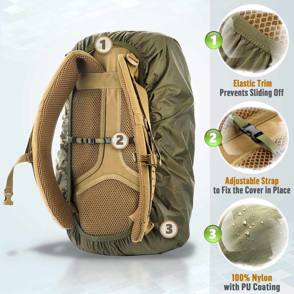 M-Tac Waterproof Backpack Rain Cover (S/20 L) with Buckle Strap & Pouch for Hiking, Camping, Travel