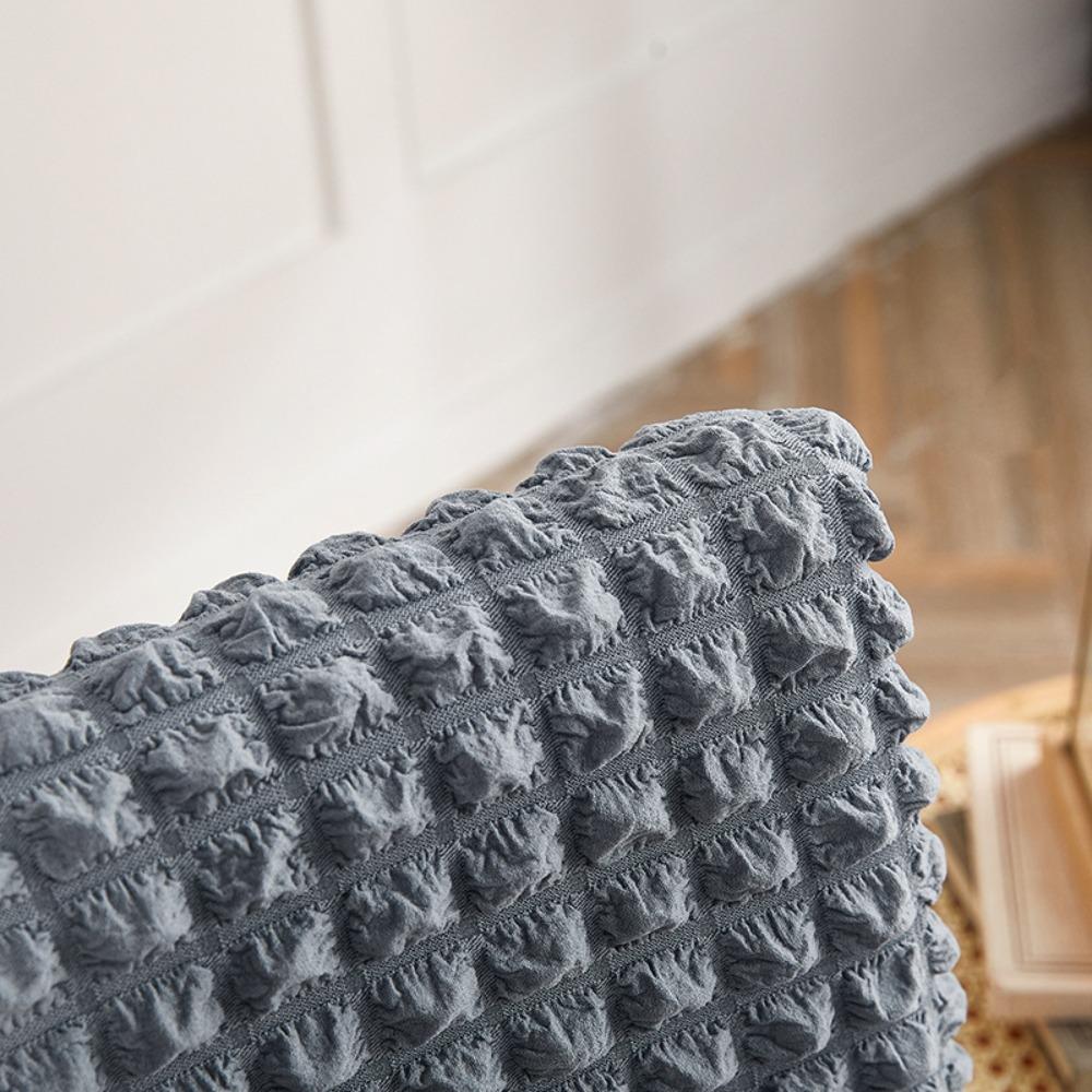 Thick 3D Bubble Gauze Chair Cover with Lace Hem Universal Stretch Elastic Dining Chair Slipcover