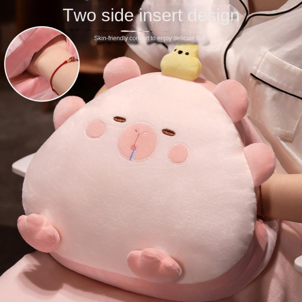 Stuffed Capybara Cartoon Hand Warmer Air Conditioning Blanket Office Backrest  Bedside