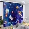 Cartoon High Shading Curtain Children's Room Boy Bedroom Astronaut New Bay Window Sunscreen Blackout Sound Insulation Drape 2Pcs