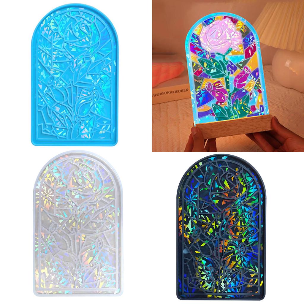 Holographische Rosenblumen-Ornamentform DIY Kristall-Epoxidharzformen Beton Gips Dekorative Malerei Gießwerkzeug