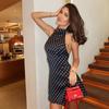 Polka Dot Elegant Off Shoulder Sleeveless Backless High Waist Halter Mini Dress Y2K Summer Fashion Club Party Vestidos