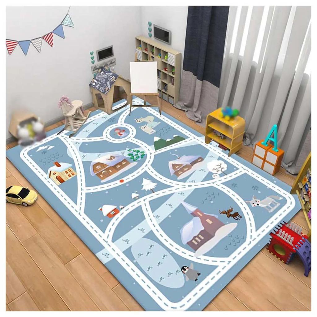 Children's Play Room Carpet , Road and Street Traffic Carpets Puzzle Game Floor Mat for Bath Living Room Baby Room Bedroom Decor