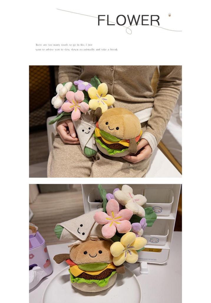 Jelly Burger Plush Toy Bouquet - Creative Gift for Proposals, Couples, and Decorations.