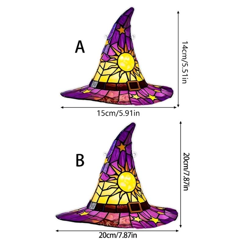 Hexenhut Buntglas Sonnenfänger Fensterhänger Halloween Dekorationen für für Fenster, Balkone, Hof, Fenster Zuhause