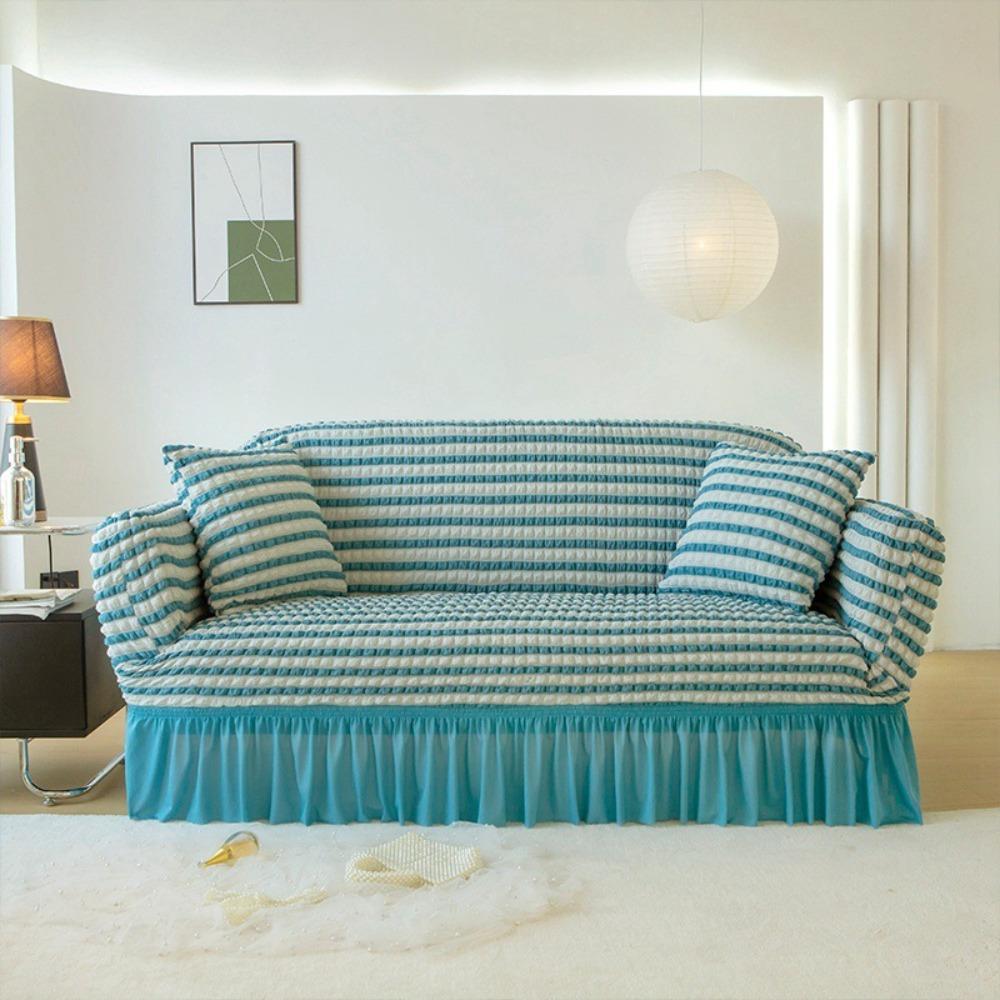 Premium Thick Bubble Gauze Sofa Cover Full Elastic Lace Universal Fit Sofa Protector All Season