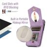 RFID Blocking Leather Case for iPhone 16 14 15 13 11 12 Pro Max XR Xs Max 8 7 Plus 16E Makeup Mirror Wallet Card Holder