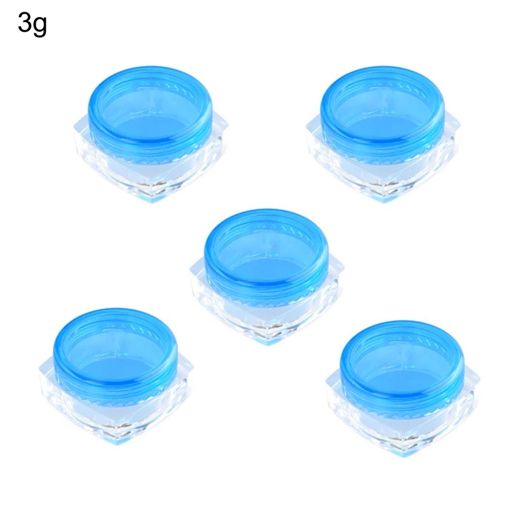 5PCS 2g 3g Empty Small Colorful Covers Clear Plastic Cosmetic Pot Jars with Lids for Face Cream Lip Balm Containers Travel