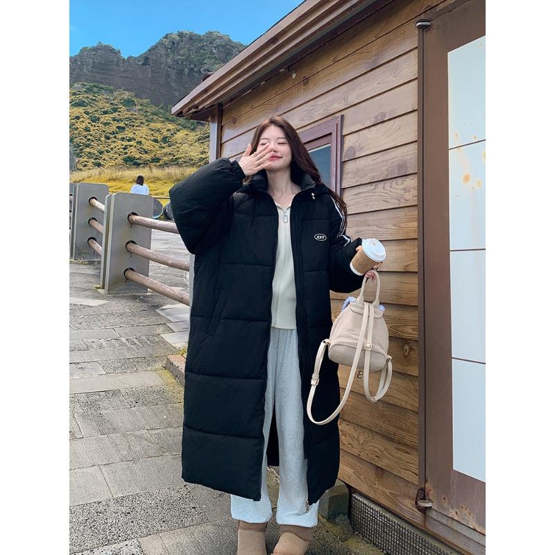

Down cotton-padded clothes women s cotton-padded clothes winter new loose over the knee long thickened cotton-padded jacket tide S чёрный