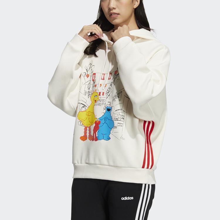 Adidas Neo X Sesame Street Co-Branded Cartoon Graphic Hoodie Women Hoodie White HD7279