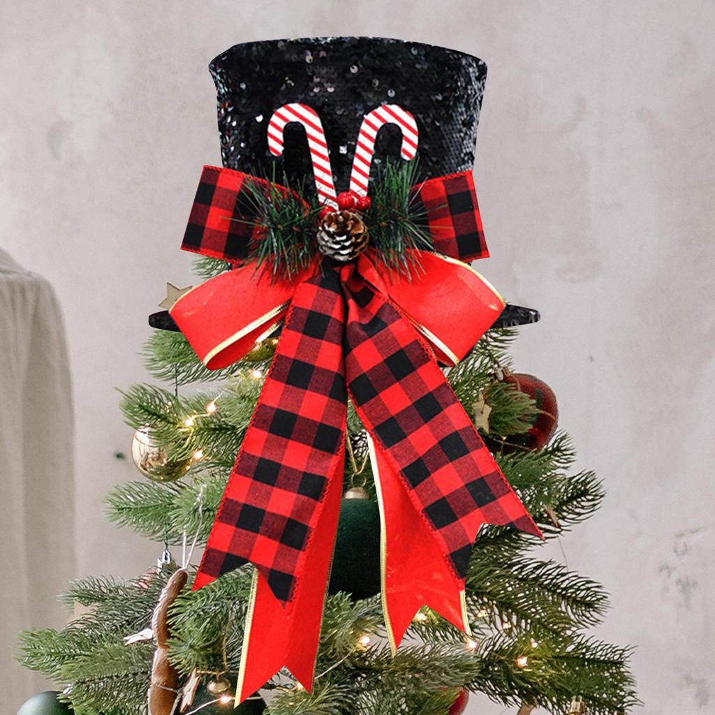 Candy Cane Tree Topper Sequins Candy Decorations Christmas Tree Top Hat For Indoor Outdoor Home Living Room Nursery