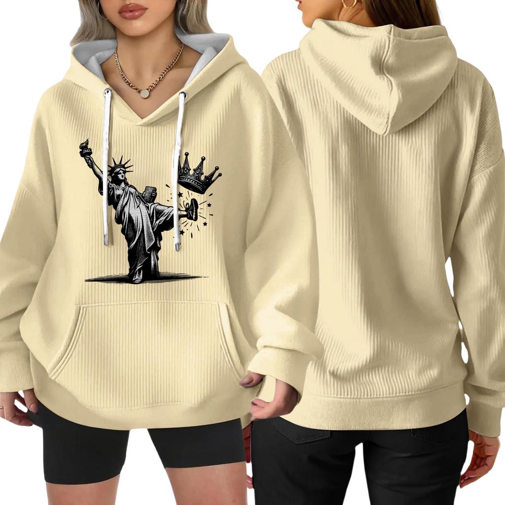 Women's Fashion Casual Long Sleeve Loose Printed Pullover Sports Long Sleeve Sweatshirt