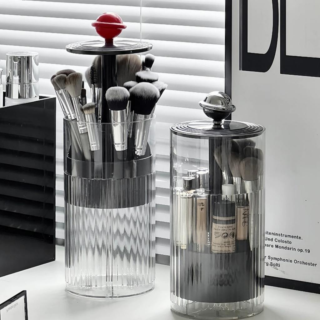 Automatic Lifting Makeup Brushes Holder Dustproof Makeup Brush Holder Desktop Makeup Tools Lipstick Eyebrow Pen Holder Container