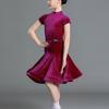 Girls' Latin Dance Velvet Competition Dress - 2025 New Style, Short-Sleeved Summer Design