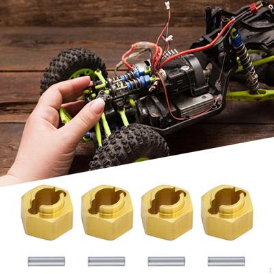 4 Pieces RC Car Hex Wheel Hubs Adapter Upgrade Parts Brass Wheels for 1/18