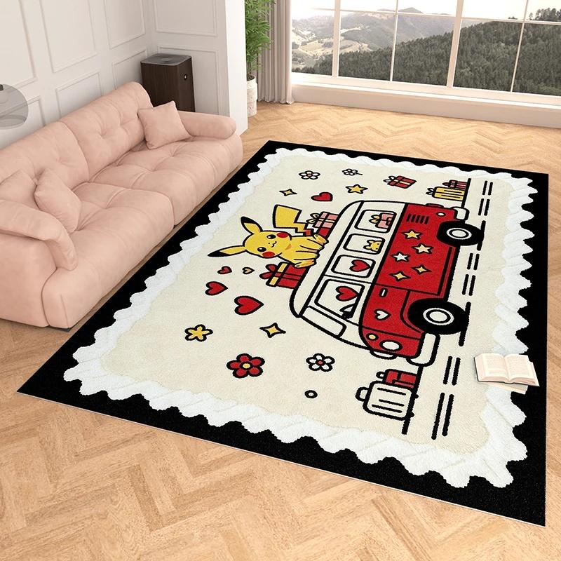Indoor Rug, Faux Cashmere, Pikachu 3D Print, Soft Water Absorbent, Christmas Household Floor Mat