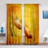 Teich Goldfisch Blumen Blätter Bunt Transparenter Vorhang für Wohnzimmer Schlafzimmer Voile Drapierung Küchenfenster Tüllvorhänge Heimdeko