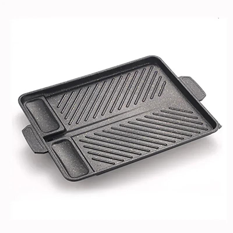 3 Shape 32cm Korean Maifan Stone Grill Pan Non-stick Portable Household Outdoor BBQ Plate Smokeless Aluminum Tray Hot New