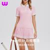 Womens Sporty Polo Top Pleated Skirt Set Tennis Gym Running Active Wear