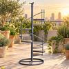 Spiral Stair Plant Stand Freestanding Iron with WoodGrain Shelves MultiTier for Balcony,