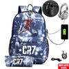 Star Peripheral Printing Cr7 Schoolbag Leisure Travel Multi-Functional Backpack Student Pencil Case Two-Piece Set