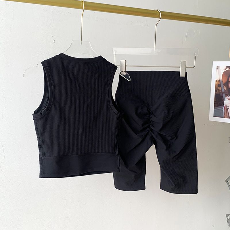 Lu Same Sports Suit Women 2025 New Arrival with Chest Pad Fixed Cup High Waist Hip Lift Fitness Yoga Shorts
