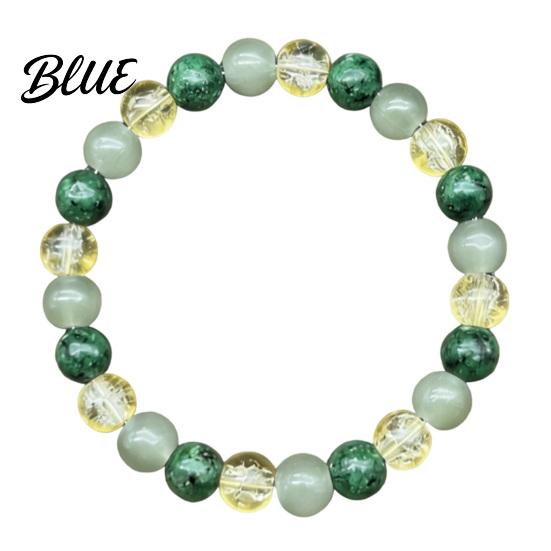 Adjustable Jewelry for Men Women 8mm Faux Crystal Beaded Bracelet Natural Stone Round Beads Healing Unique Textured Wrist Ornaments Green Gemstones