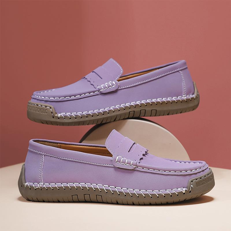 Hand-stitched Women Casual Shoes Loafers Slip On Driving Shoes Moccasins Women Flats Shoes