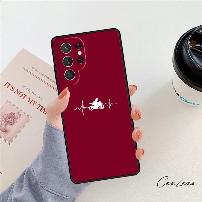 Motorcycle Heartbeat Phone Case For Samsung Galaxy S24 S25 S23 S22 Ultra Note 10 20 Plus S20 S21 FE Cover