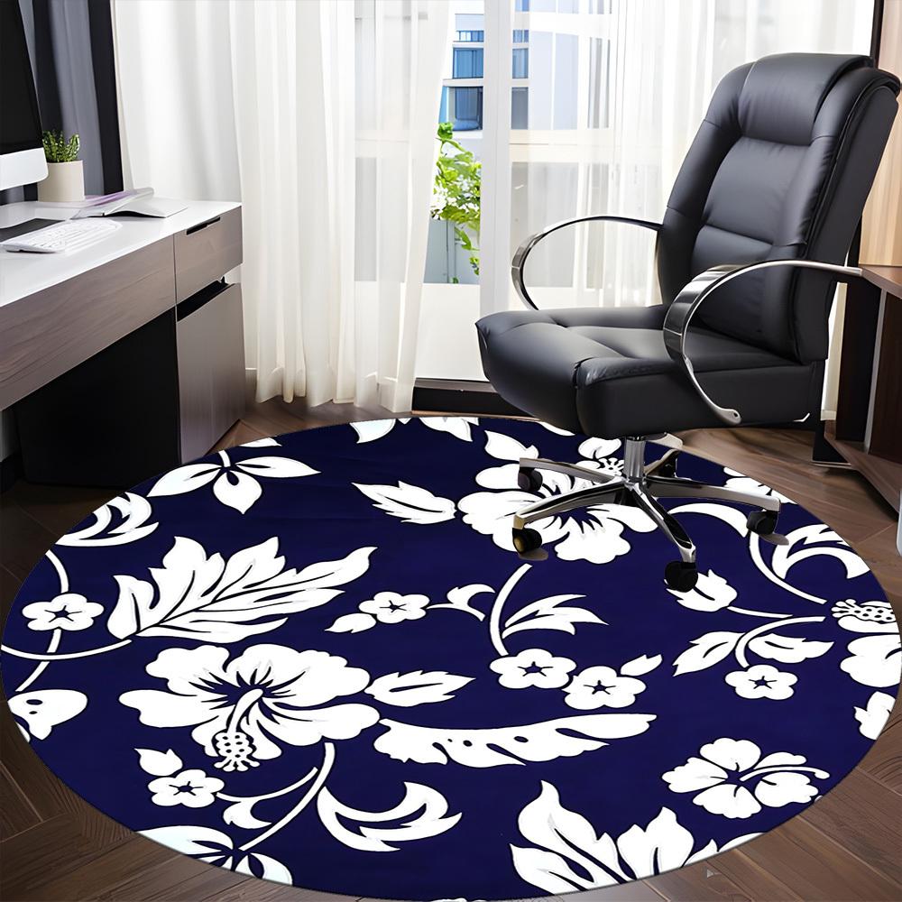 1pc Floral Pattern Office Round Rug, Carpet for Office, Gaming, Lightweight Round Floor Mat yy260208064