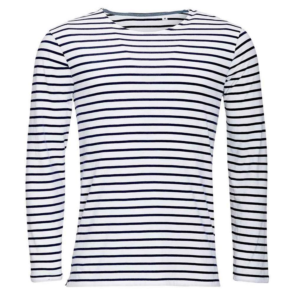 SOLS Mens Marine Striped Long-Sleeved T-Shirt