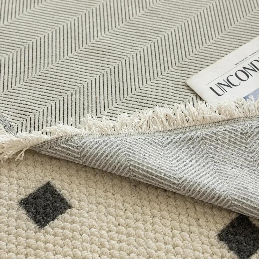 Woven Cotton Sofa Cover Blanket Solid Color Non-slip Sofa Towel for Living Room Furniture Decor Tapestry Couch Cover with Tassel