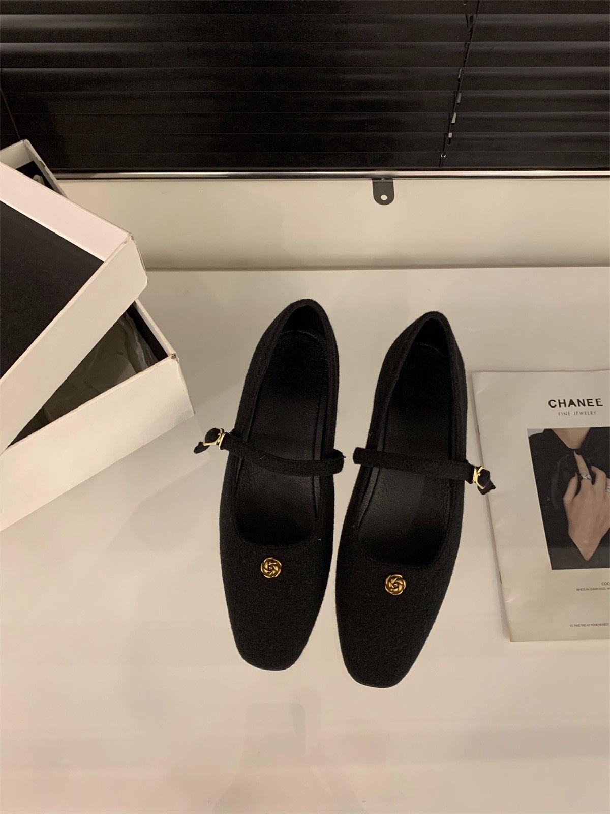 

Французский толстый каблук маленький ароматный замшевый серый одинарные туфли женская обувь 2024 весна и осень с юбкой Мэри Джейн вечерние туфли 39 чёрный