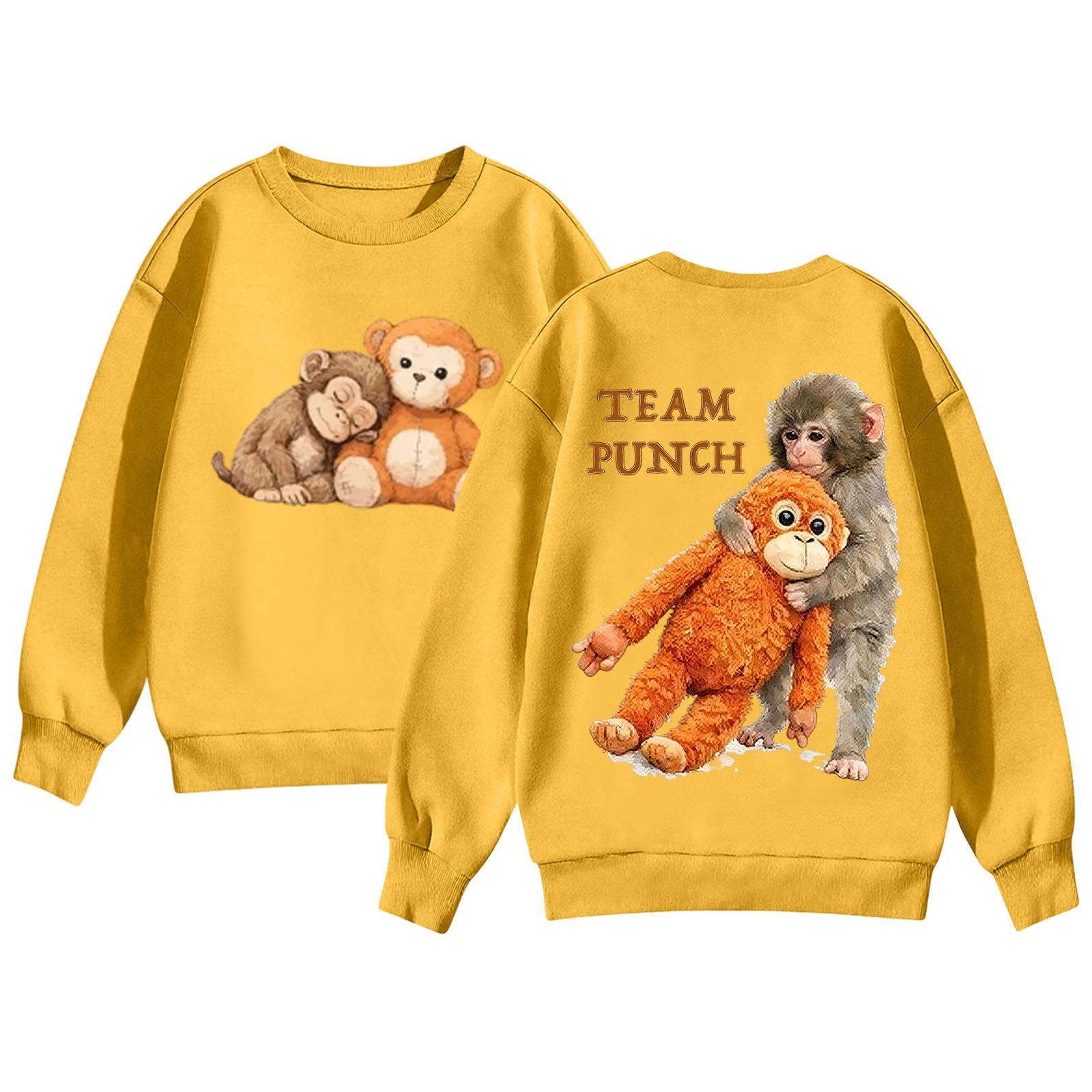 

Children s Casual Round Neck Printed Pullover Long-sleeved Hooded Sweatshirt Top 160 жовтий