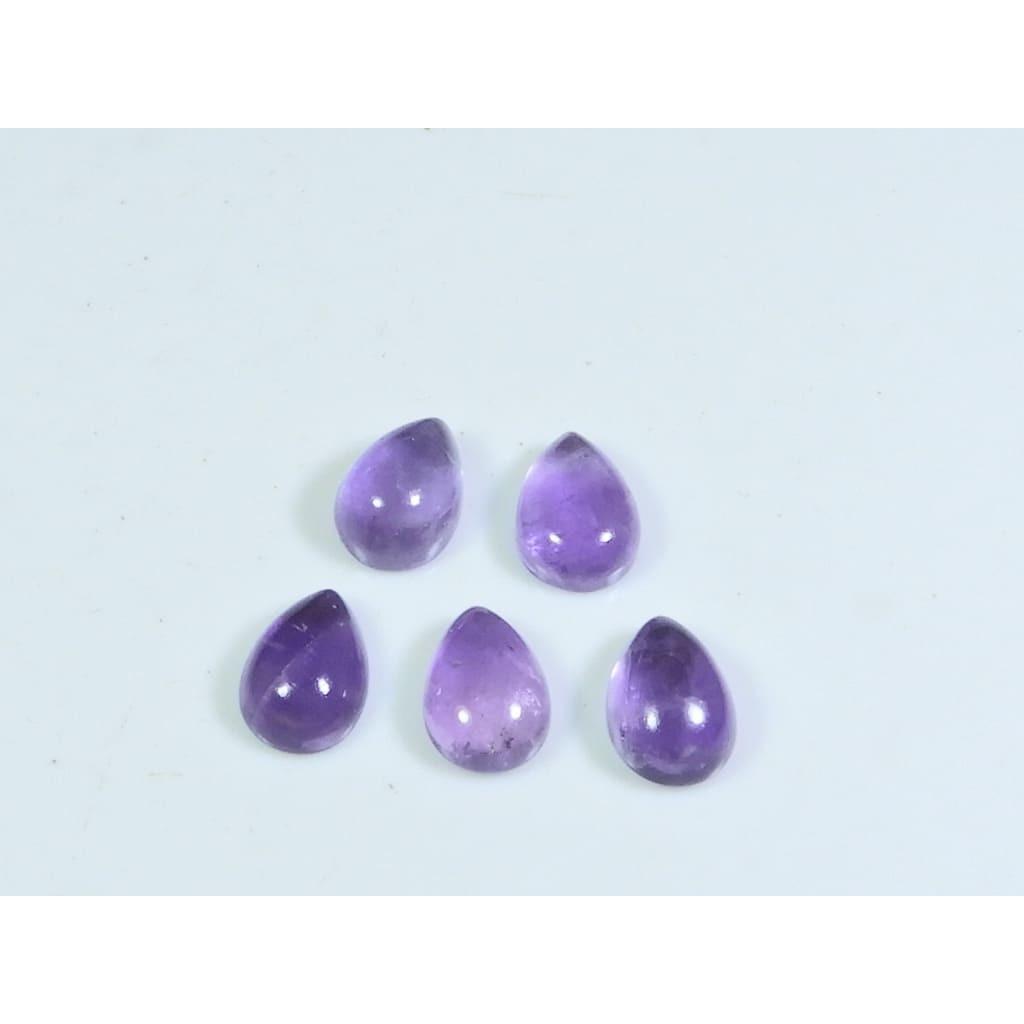 7X10MM Natural Amethst Ring Size Pear Cabochon Loose Gemstone 5Pcs Lot 11Cts A-466