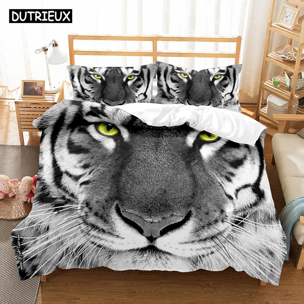Animal White Tiger Bedding Set Scenery Comforter 3D Print Luxury Duvet Cover Set Home Textile Decor Full Queen King Single Size