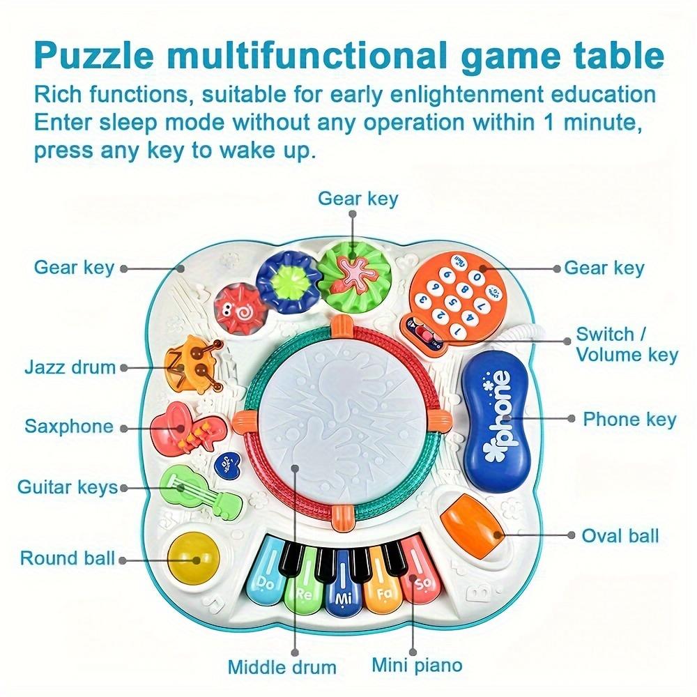 Multi-function early education music table, children's learning table, electric sound and light activity center with detachable