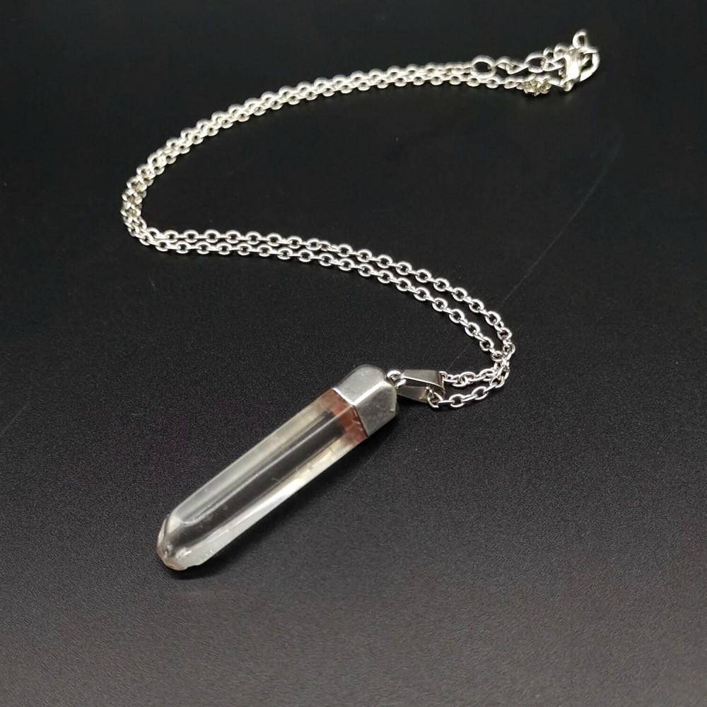 Natural White Crystal Pendant Necklace Silver Plated Natural Stone Crystal Necklace N802
